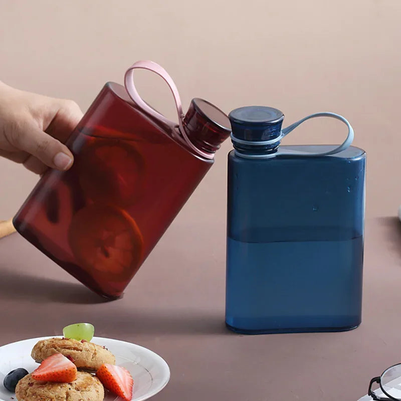 500ML Square Water Bottle Portable A5 Flat Style Water Cup With Handle Outdoor Sports Drinks Kettle Notebook Bottle Drinkware