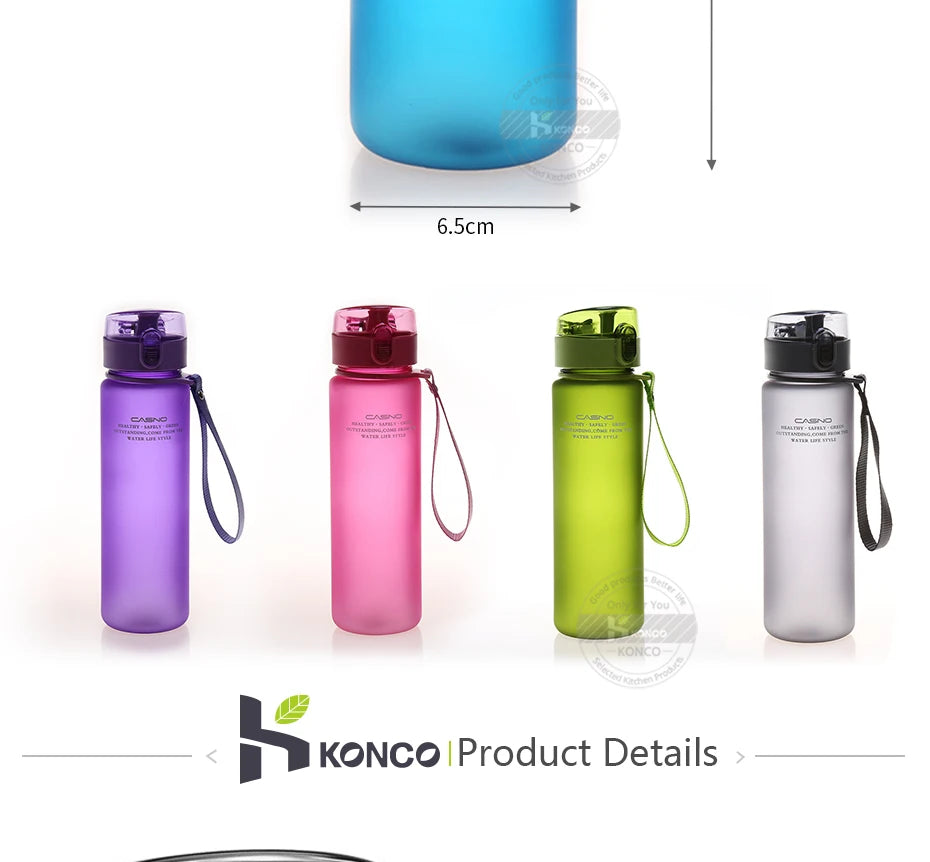 400/560ml Water Bottle Sports Drinking Bottle Portable Leak Proof Shaker Bottle Plastic Drinkware Outdoor Sport Fitness BPA Free