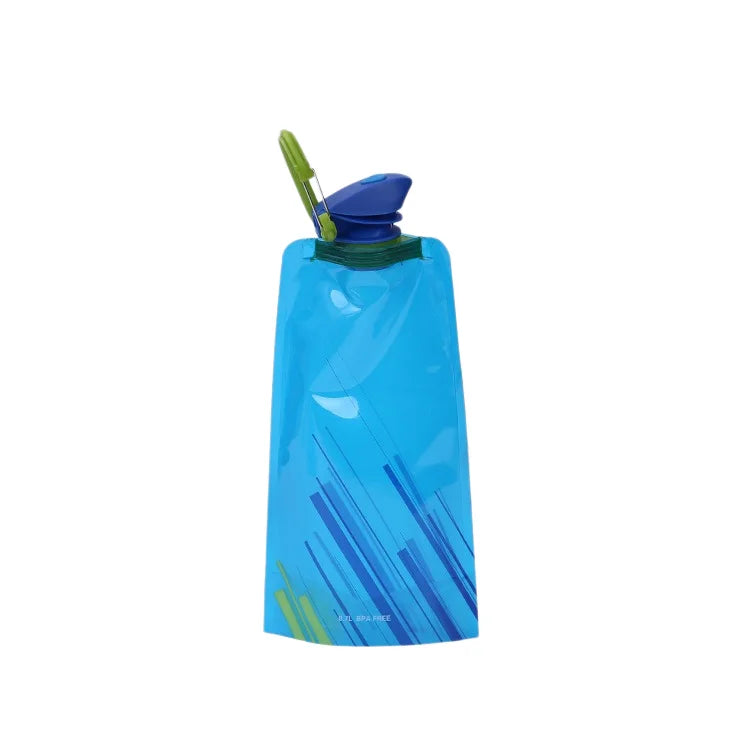 700ml Foldable Water Bottles Flexible Reusable Travel&Camping Water Bottle Water Pouch Soft Flask Water Bag With Carabiner Clip