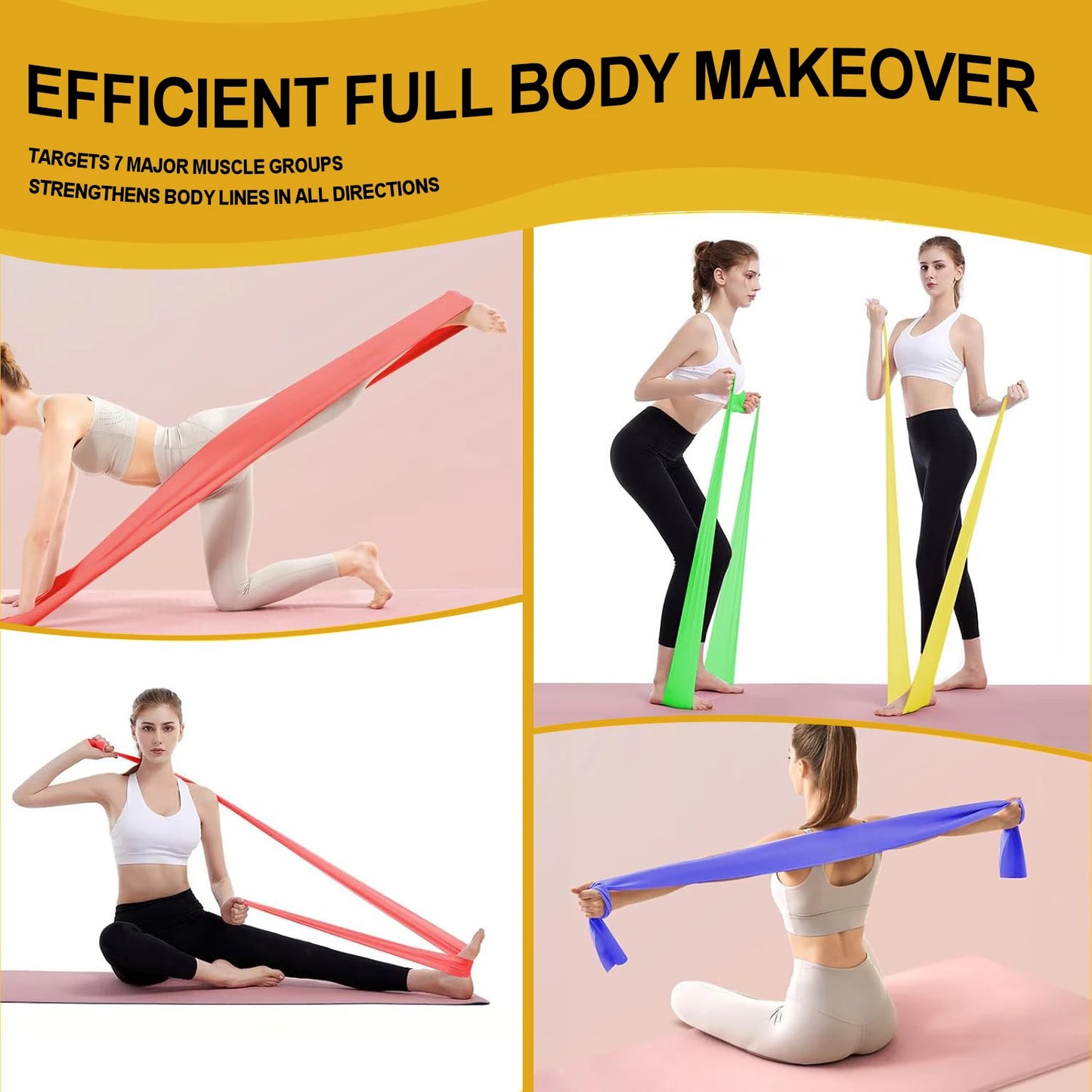 Resistance Bands for Working Out,Free Elastic and Exercise Bands Set for Suitable for Rehab, Yoga, Pilates, Gym, Home Exercise