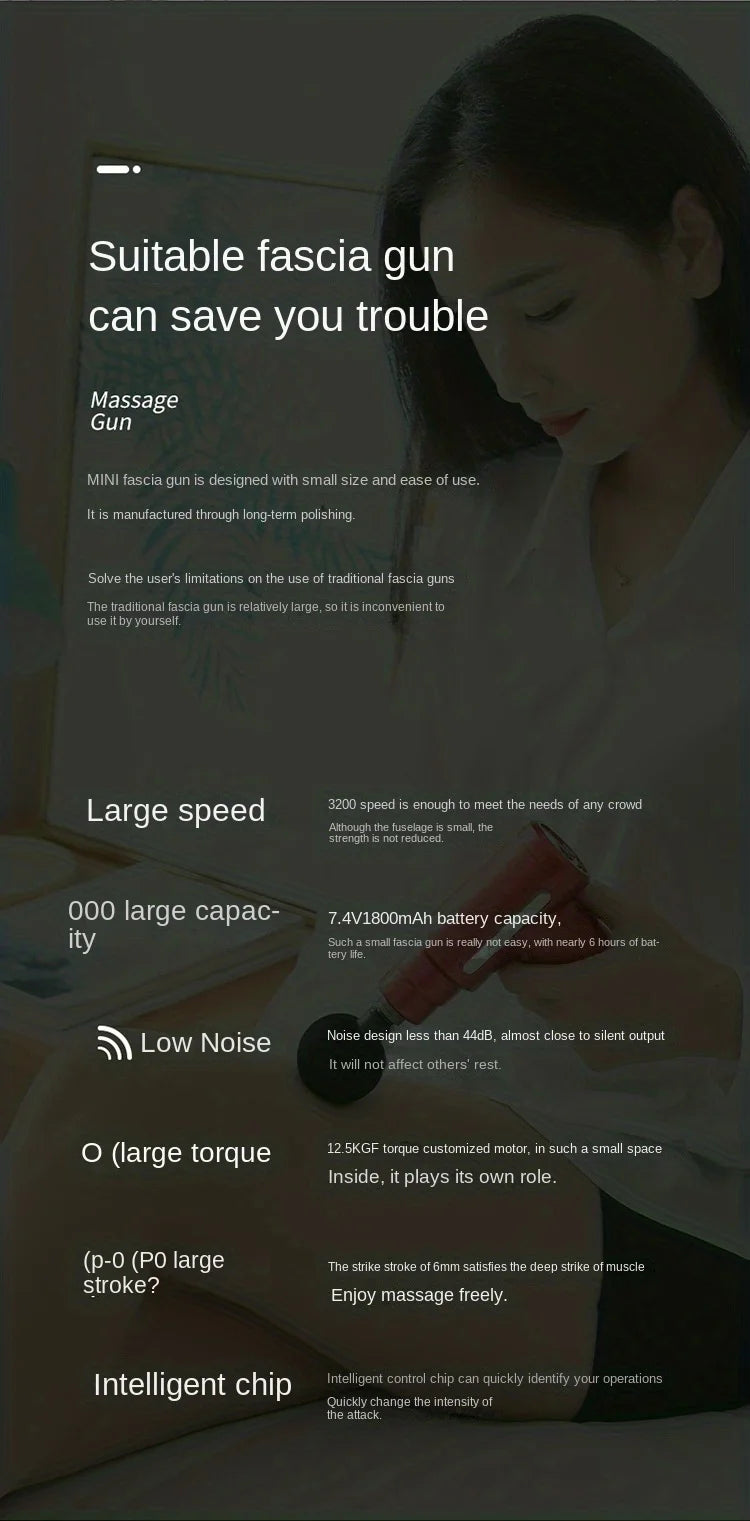1 Massage Gun, Handheld Deep Muscle Massager for Body, Back, and Neck Pain, Ultra-Compact and Elegant Design, High Torque Drive, 6 Modes and 6 Gears