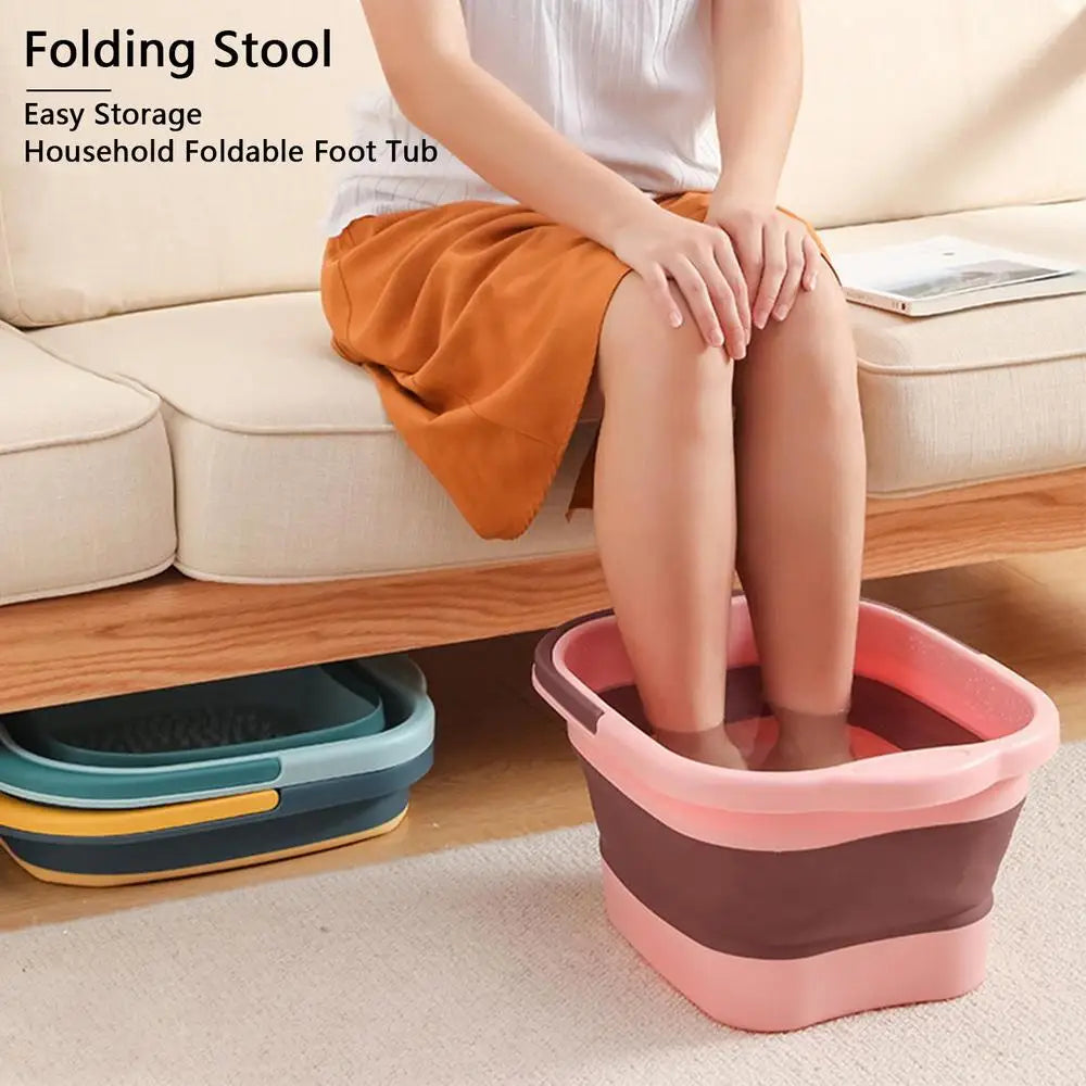 Folding Foot Bathtub Foot Soak Bath Tub With Massaging Rollers Stress Relief Foot Spa For Family Pedicure Soaking Tired Feet