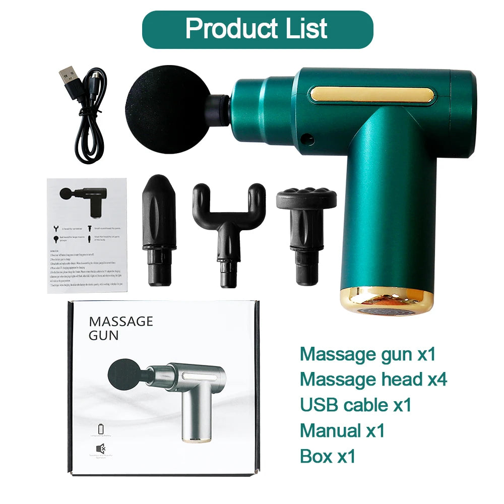 Massage Gun Vibration Massage Machine Deep Muscle Relaxed Therapy LCD Screen 6 Speeds Display Fitness Body Fascia Gun 4 Heads