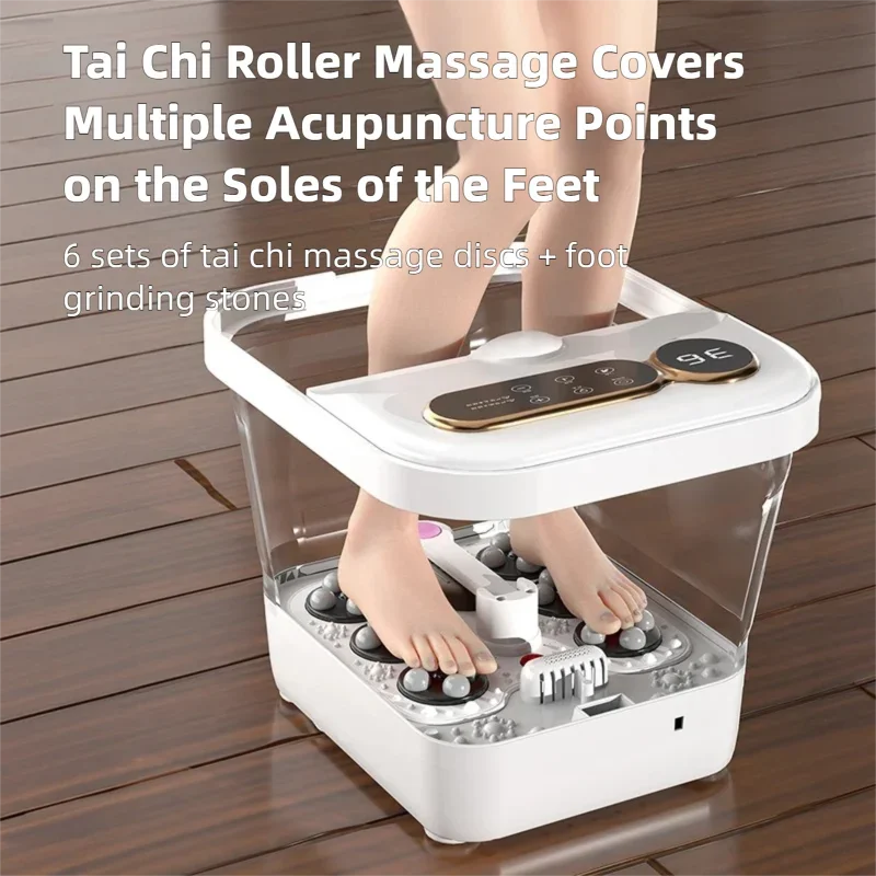 Automatic Foot Spa Bath Massager with Screen Touch Controller Warm Heated Electric Roller for Feet Washing Fatigue Relief Gift
