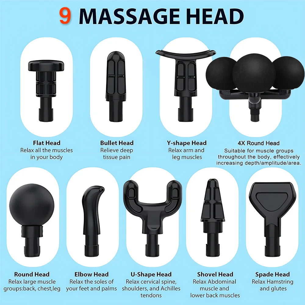 Massage Gun Variable Frequency Dual mode 4x Strike Massager head Massager Body Neck Back Leg Fitness Tool 5 Levels Fascial gun