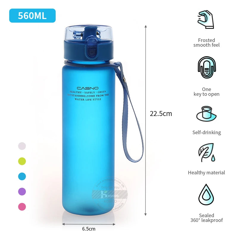 400/560ml Water Bottle Sports Drinking Bottle Portable Leak Proof Shaker Bottle Plastic Drinkware Outdoor Sport Fitness BPA Free