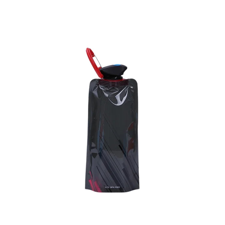 700ml Foldable Water Bottles Flexible Reusable Travel&Camping Water Bottle Water Pouch Soft Flask Water Bag With Carabiner Clip