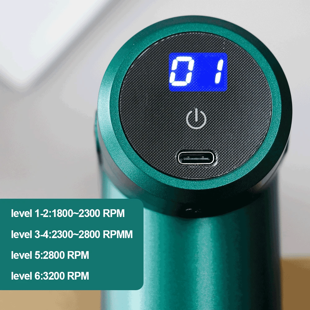Massage Gun Vibration Massage Machine Deep Muscle Relaxed Therapy LCD Screen 6 Speeds Display Fitness Body Fascia Gun 4 Heads