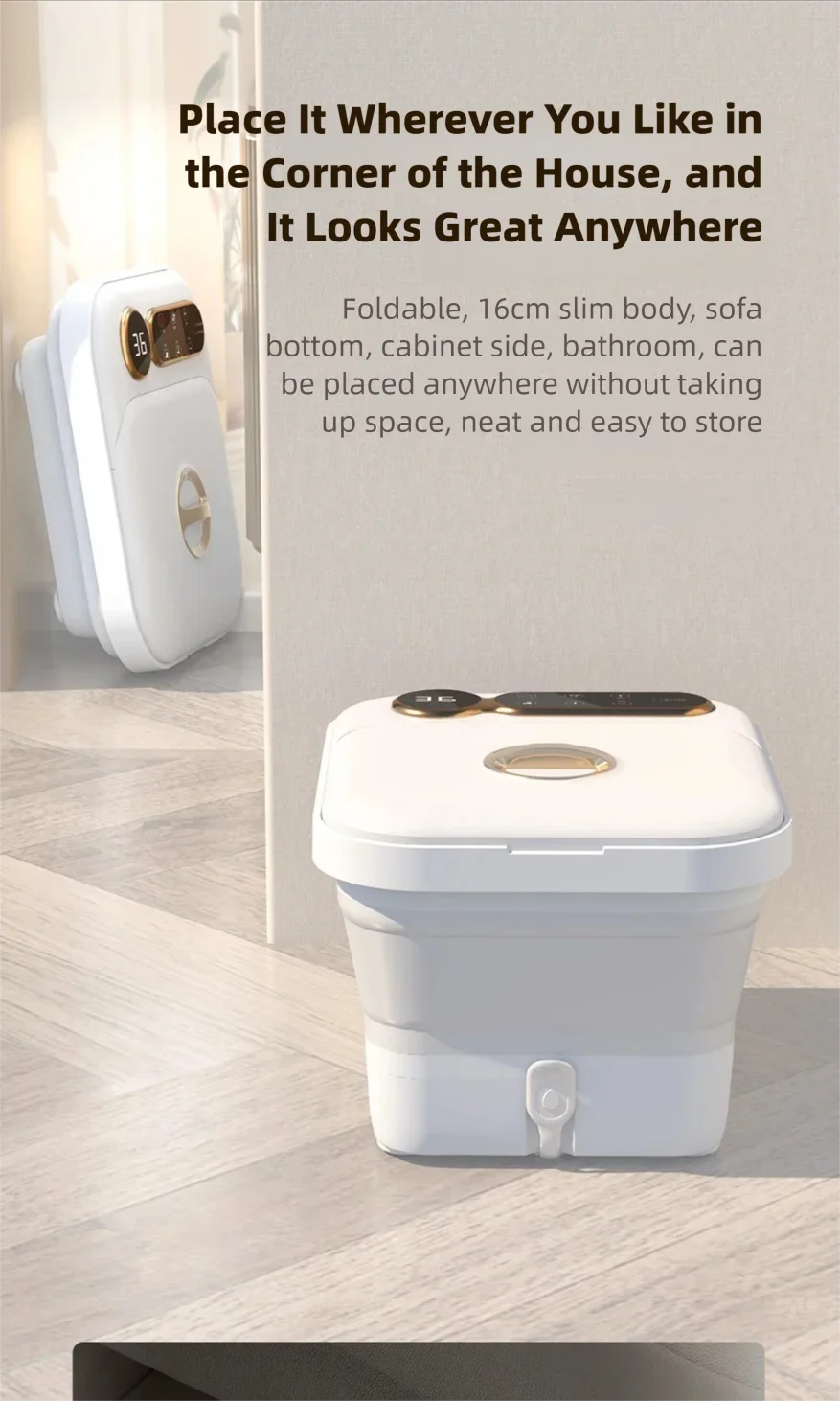Automatic Foot Spa Bath Massager with Screen Touch Controller Warm Heated Electric Roller for Feet Washing Fatigue Relief Gift