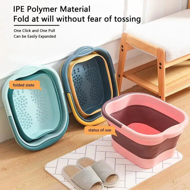 Folding Foot Bathtub Foot Soak Bath Tub With Massaging Rollers Stress Relief Foot Spa For Family Pedicure Soaking Tired Feet