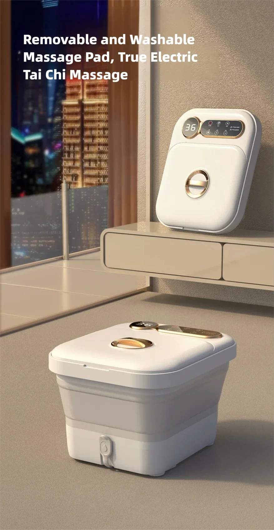 Automatic Foot Spa Bath Massager with Screen Touch Controller Warm Heated Electric Roller for Feet Washing Fatigue Relief Gift