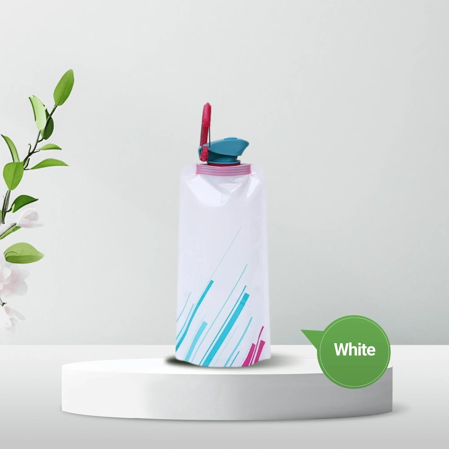 700ml Foldable Water Bottles Flexible Reusable Travel&Camping Water Bottle Water Pouch Soft Flask Water Bag With Carabiner Clip