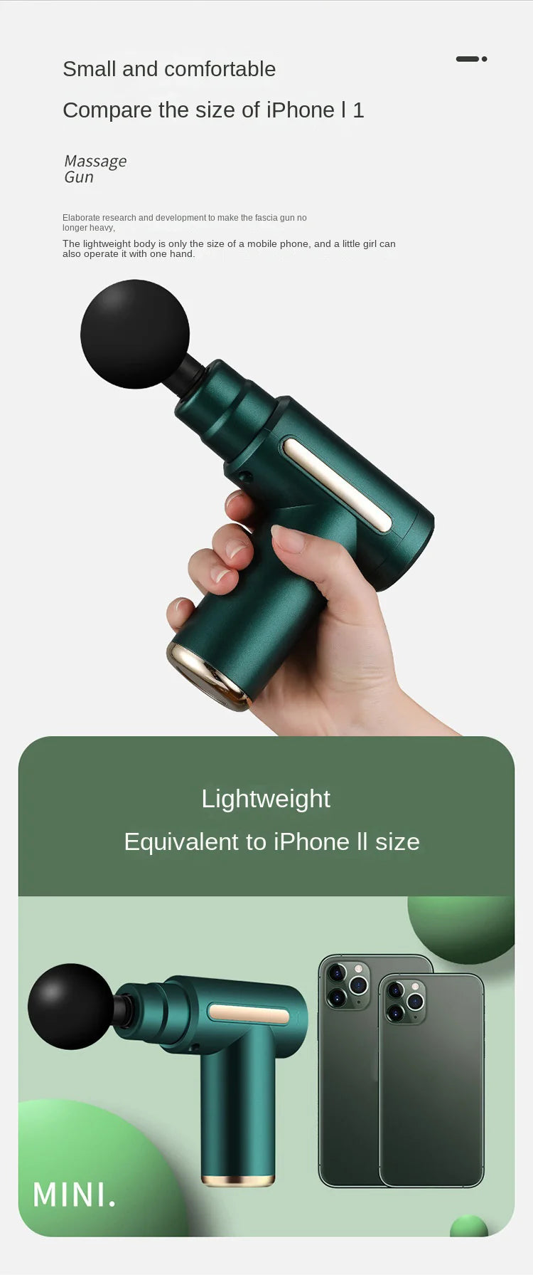 1 Massage Gun, Handheld Deep Muscle Massager for Body, Back, and Neck Pain, Ultra-Compact and Elegant Design, High Torque Drive, 6 Modes and 6 Gears