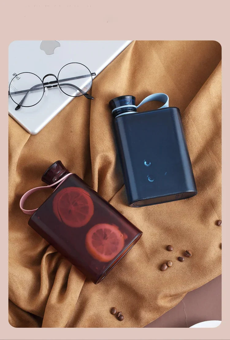 500ML Square Water Bottle Portable A5 Flat Style Water Cup With Handle Outdoor Sports Drinks Kettle Notebook Bottle Drinkware