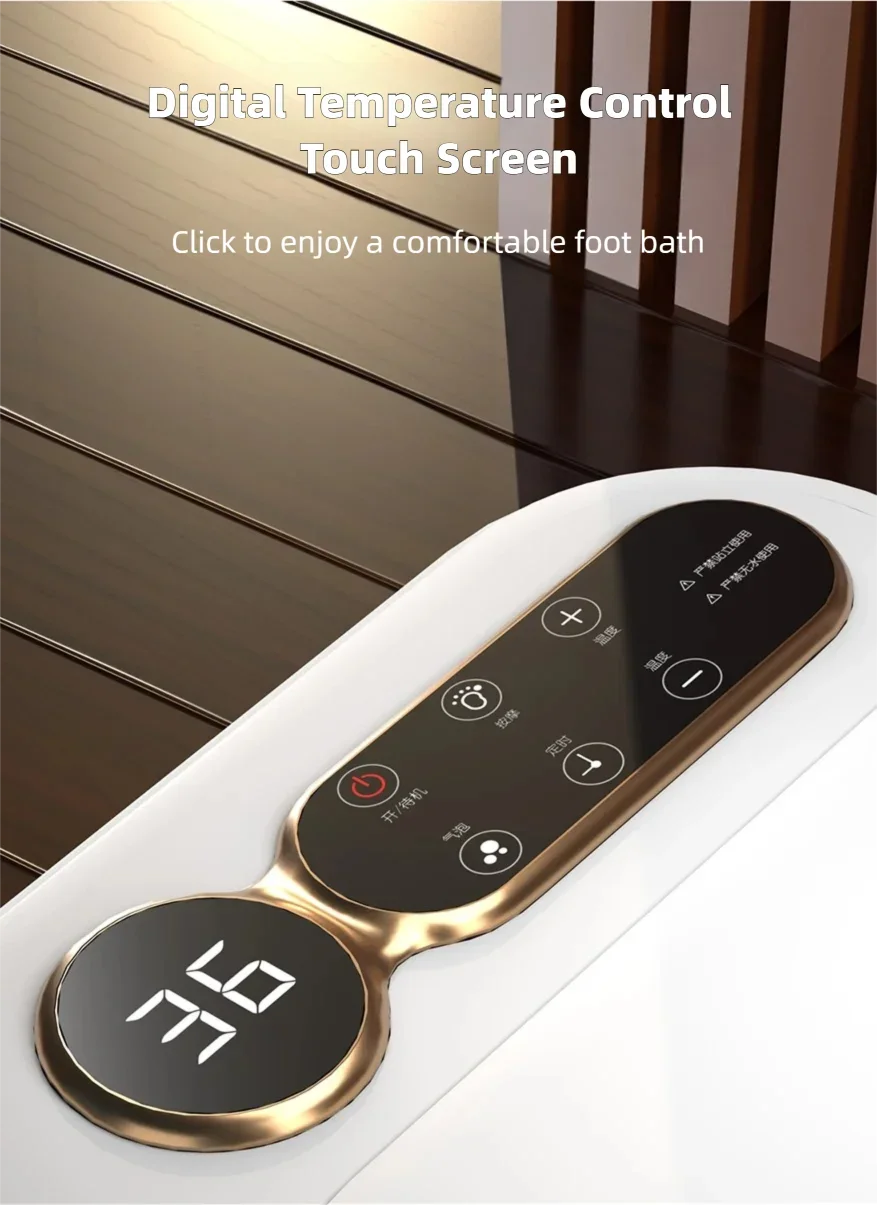 Automatic Foot Spa Bath Massager with Screen Touch Controller Warm Heated Electric Roller for Feet Washing Fatigue Relief Gift