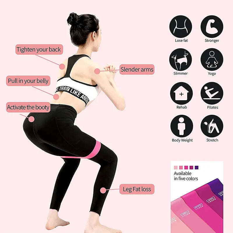 Resistance Loop Exercise Bands 5 Different Resistance Levels Elastic Band Suitable for arm Leg Stretching and Strength Training