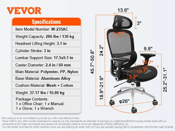 SucceBuy Ergonomic Office Chair w/ Slide Seat/ Mesh Seat/ Adjustable Lumbar Support Angle & Height Adjustable Home Office Chair