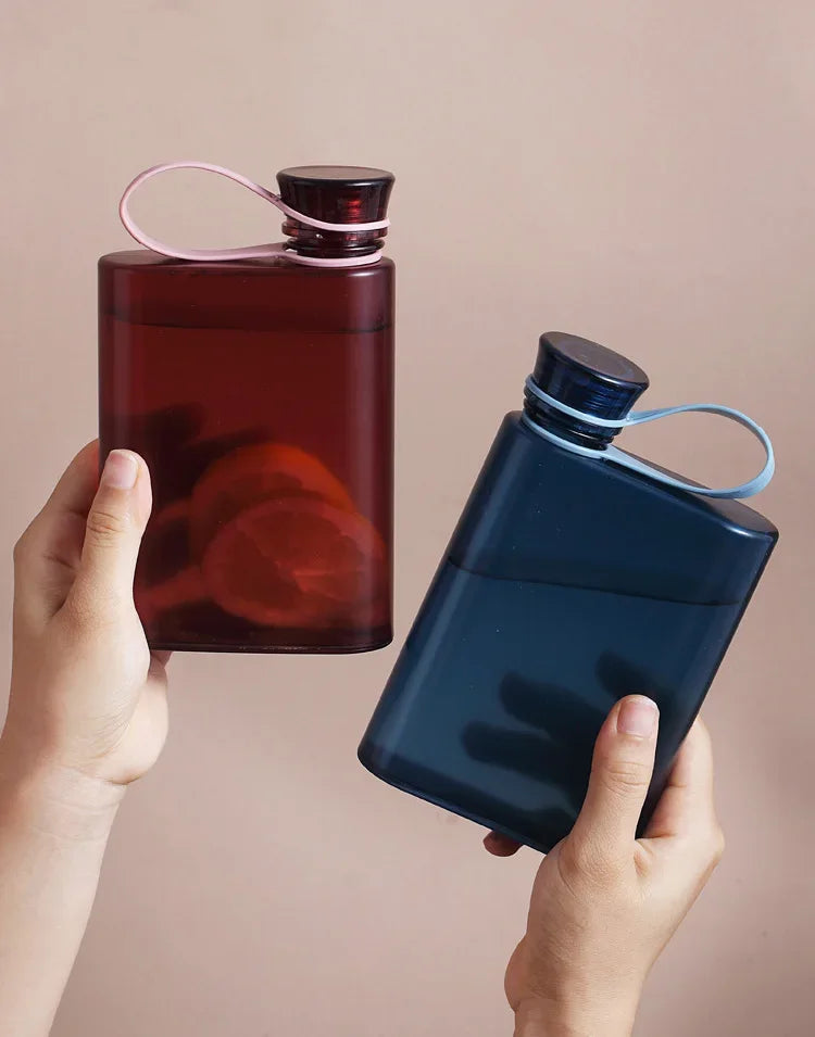 500ML Square Water Bottle Portable A5 Flat Style Water Cup With Handle Outdoor Sports Drinks Kettle Notebook Bottle Drinkware
