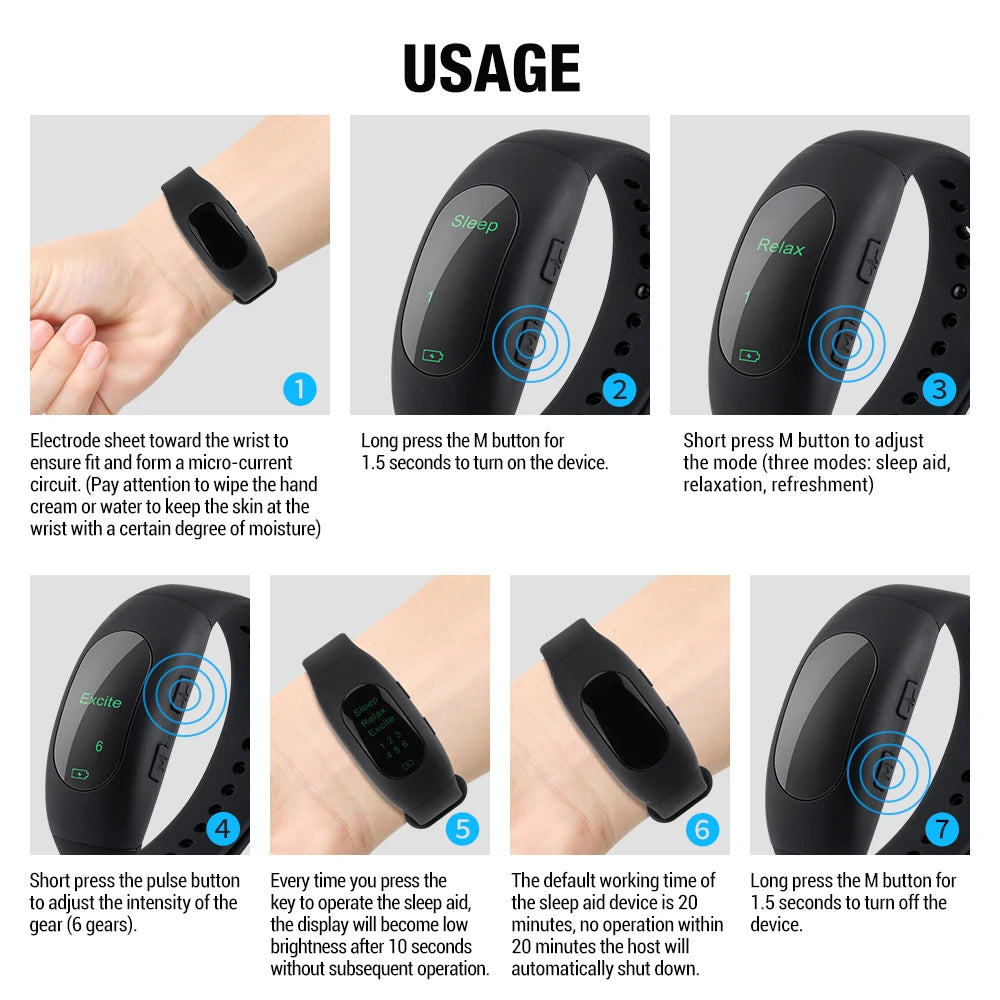 CES Intelligent Wristband Fast Sleeping Device Rest Hypnosis Relief Anxiety Insomnia Artifact EMS Microcurrent Sleep Aid Watch