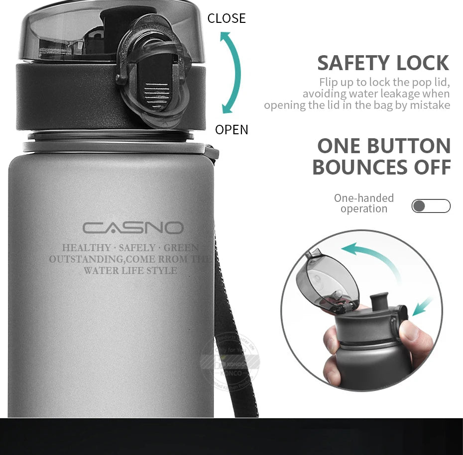 400/560ml Water Bottle Sports Drinking Bottle Portable Leak Proof Shaker Bottle Plastic Drinkware Outdoor Sport Fitness BPA Free