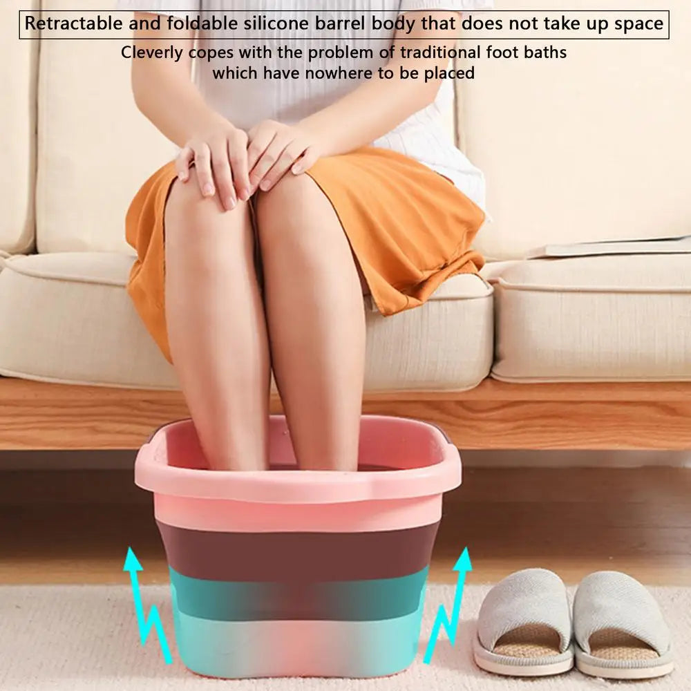 Folding Foot Bathtub Foot Soak Bath Tub With Massaging Rollers Stress Relief Foot Spa For Family Pedicure Soaking Tired Feet