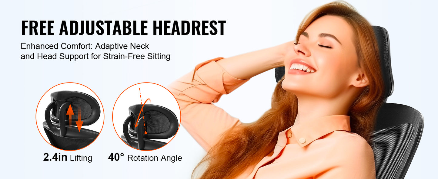 SucceBuy Ergonomic Office Chair w/ Slide Seat/ Mesh Seat/ Adjustable Lumbar Support Angle & Height Adjustable Home Office Chair
