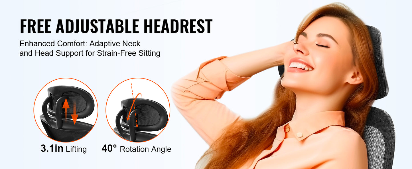 SucceBuy Ergonomic Office Chair w/ Slide Seat/ Mesh Seat/ Adjustable Lumbar Support Angle & Height Adjustable Home Office Chair